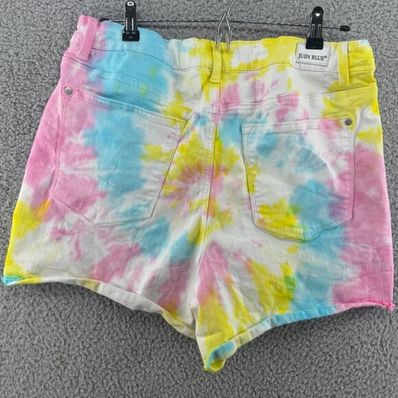 Judy Blue Tie-Dye High-Waisted Denim Cut Off Shorts Size 1XL Beach Colorful - Picture 2 of 4